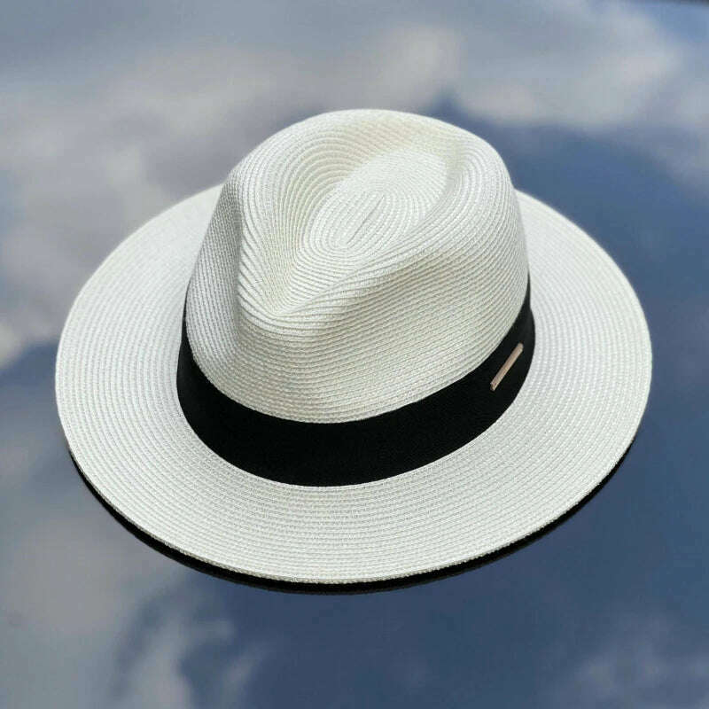 Panama Straw Hat Unisex Top Hat Fedora Hat Big Head Size Sunshade Adjustable Elegant Gentleman Versatile Style - KIMLUD