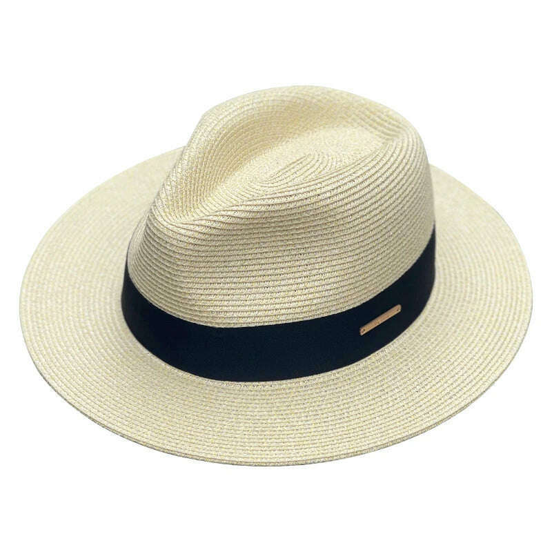 Panama Straw Hat Unisex Top Hat Fedora Hat Big Head Size Sunshade Adjustable Elegant Gentleman Versatile Style - KIMLUD