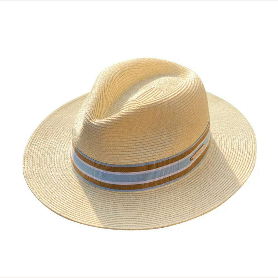 Panama Straw Hat Unisex Top Hat Fedora Hat Big Head Size Sunshade Adjustable Elegant Gentleman Versatile Style - KIMLUD