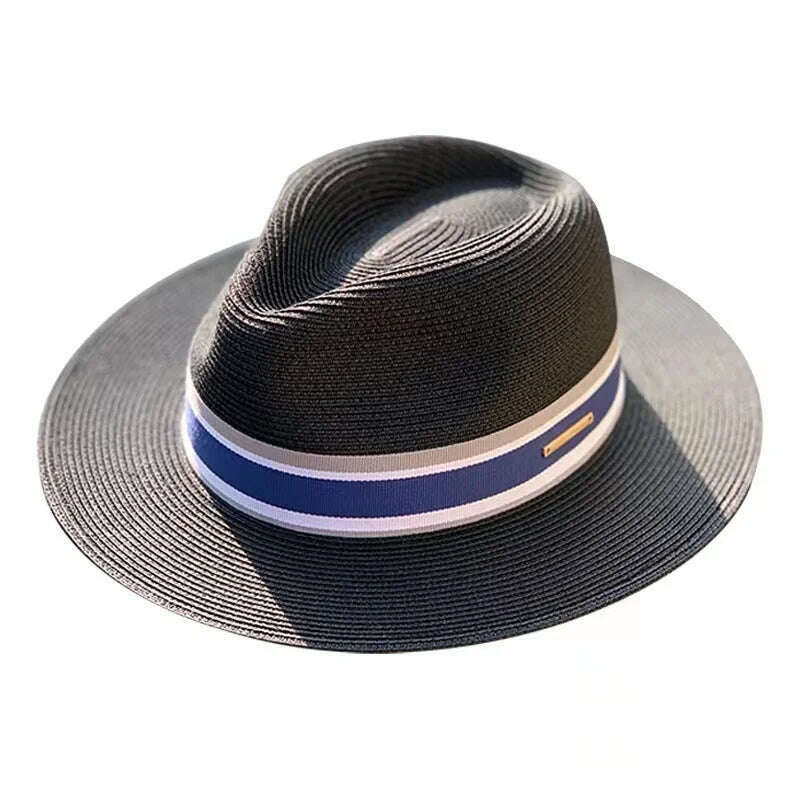 Panama Straw Hat Unisex Top Hat Fedora Hat Big Head Size Sunshade Adjustable Elegant Gentleman Versatile Style - KIMLUD