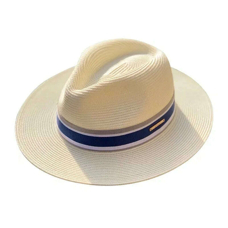 Panama Straw Hat Unisex Top Hat Fedora Hat Big Head Size Sunshade Adjustable Elegant Gentleman Versatile Style - KIMLUD