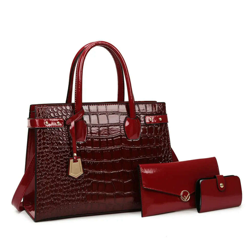 Pantent Leather Women Messenger Bags Crocodile Female Crossbody Shoulder Hand bags For Women 2022 High Quality Ladies Handbags - KIMLUD