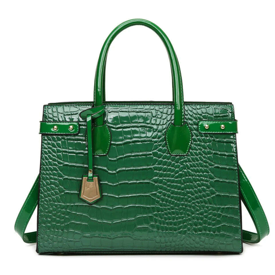 Pantent Leather Women Messenger Bags Crocodile Female Crossbody Shoulder Hand bags For Women 2022 High Quality Ladies Handbags - KIMLUD