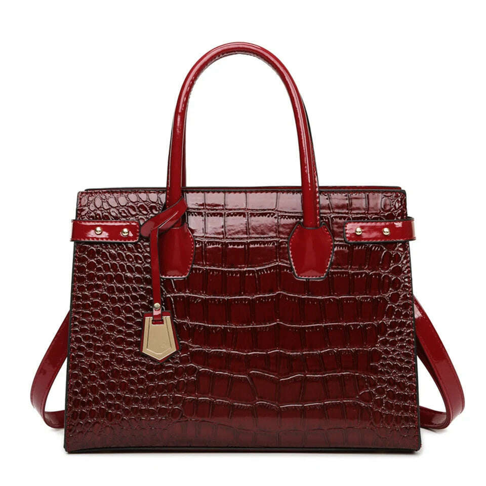 Pantent Leather Women Messenger Bags Crocodile Female Crossbody Shoulder Hand bags For Women 2022 High Quality Ladies Handbags - KIMLUD