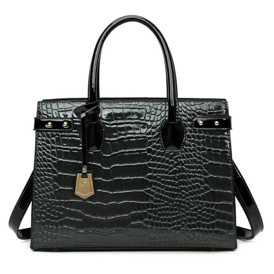 Pantent Leather Women Messenger Bags Crocodile Female Crossbody Shoulder Hand bags For Women 2022 High Quality Ladies Handbags - KIMLUD