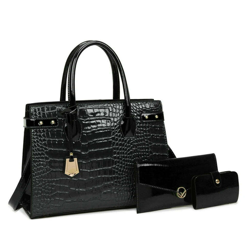 Pantent Leather Women Messenger Bags Crocodile Female Crossbody Shoulder Hand bags For Women 2022 High Quality Ladies Handbags - KIMLUD