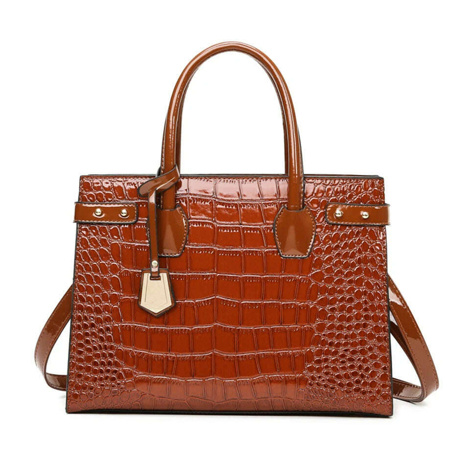 Pantent Leather Women Messenger Bags Crocodile Female Crossbody Shoulder Hand bags For Women 2022 High Quality Ladies Handbags - KIMLUD