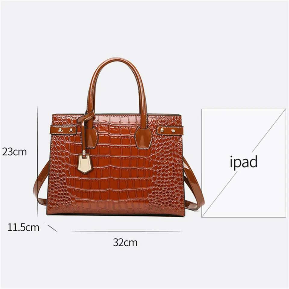 Pantent Leather Women Messenger Bags Crocodile Female Crossbody Shoulder Hand bags For Women 2022 High Quality Ladies Handbags - KIMLUD