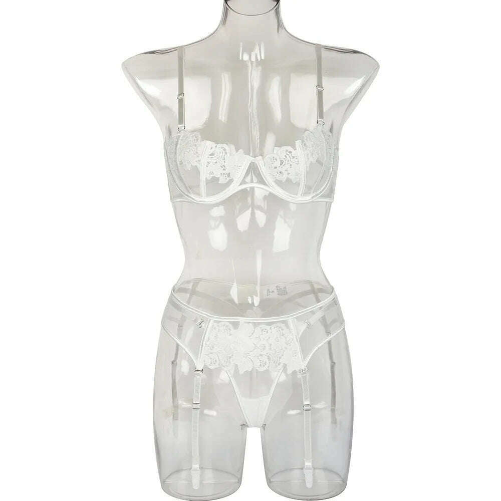 KIMLUD, Plus Size Crotchless Teddies Bodysuit Sexy Lingerie Women Mesh Lace Flora Open Bra Bodystockings Erotic violet Porn Underwear, Beige / XL, KIMLUD APPAREL - Womens Clothes
