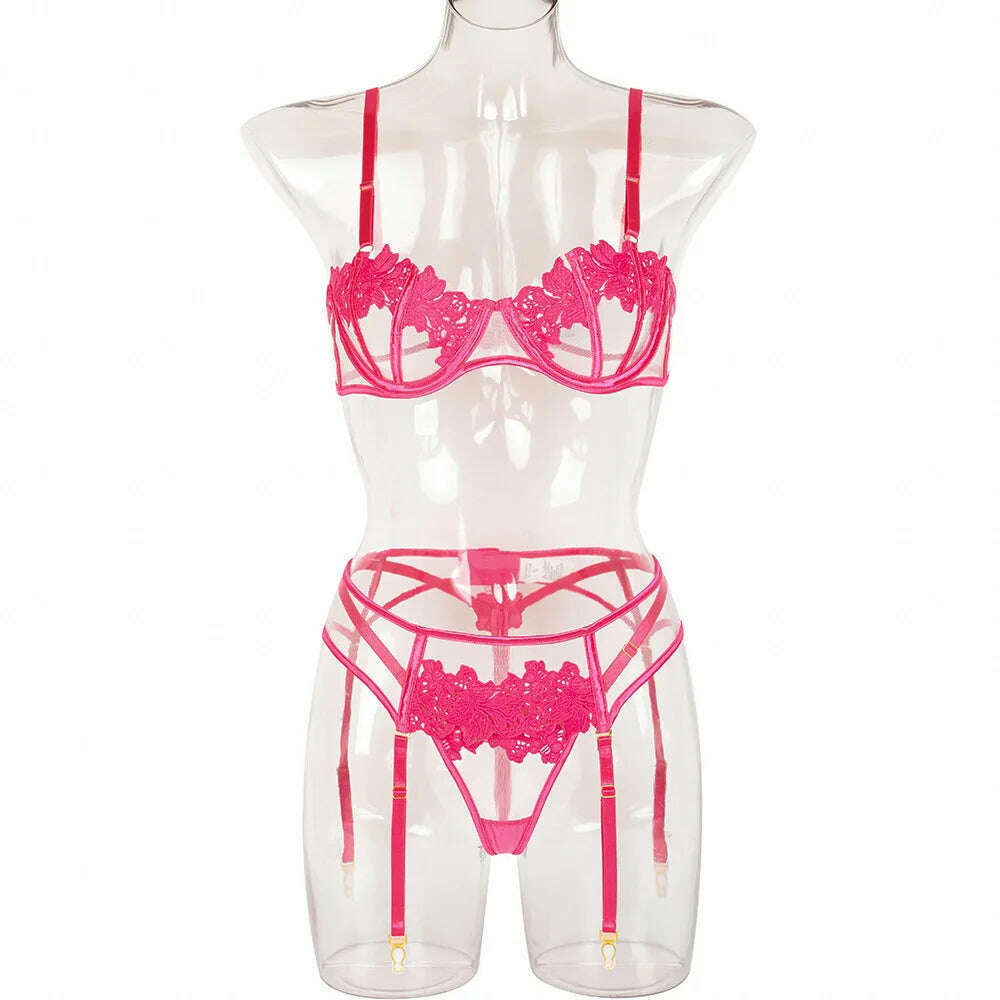 KIMLUD, Plus Size Crotchless Teddies Bodysuit Sexy Lingerie Women Mesh Lace Flora Open Bra Bodystockings Erotic violet Porn Underwear, Red / XL, KIMLUD APPAREL - Womens Clothes