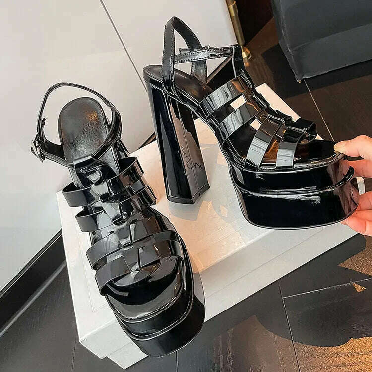 2022 Ladies High Heels Double Waterproof Platform Sandals for Women Luxury Brand Designer Summer Party Chunky Pumps and Shoes - KIMLUD