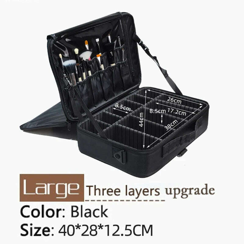 2022 New High Quality Professional Makeup Case For Women With Compartments PU Leather Waterproof Travel Large Capacity Storage - KIMLUD