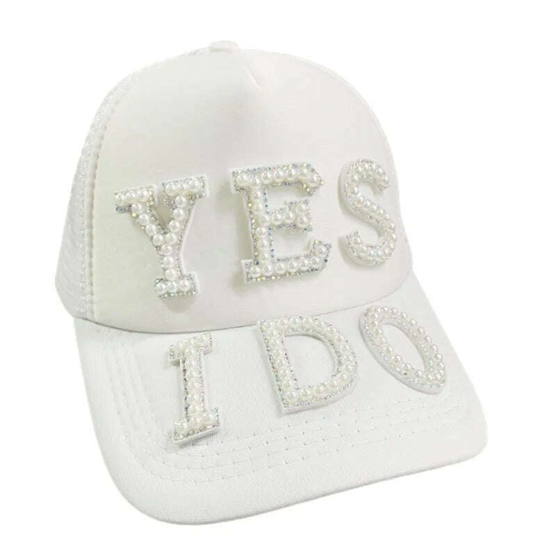 Wedding Baseball Cap Pearl TRIBE Bride MR Wedding Decoration Bridesmaid Gift Team Bachelor Party Photo Props Letter Wedding Day - KIMLUD