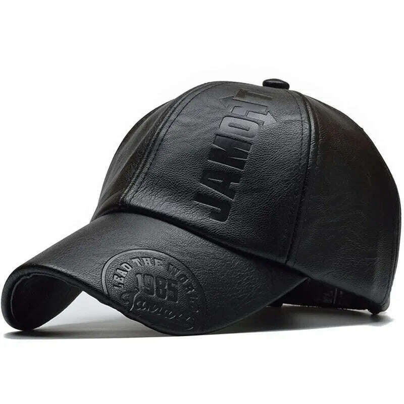 Pu Leathe Letter Printing Baseball Caps Spring and Autumn Outdoor Adjustable Casual Hats Sunscreen Hat - KIMLUD