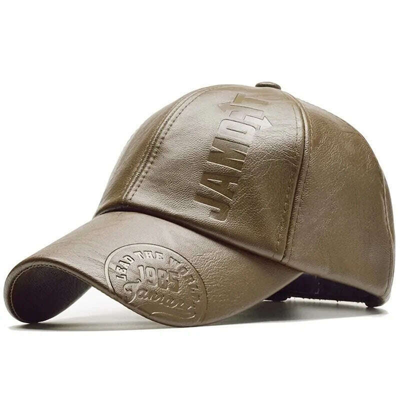 Pu Leathe Letter Printing Baseball Caps Spring and Autumn Outdoor Adjustable Casual Hats Sunscreen Hat - KIMLUD