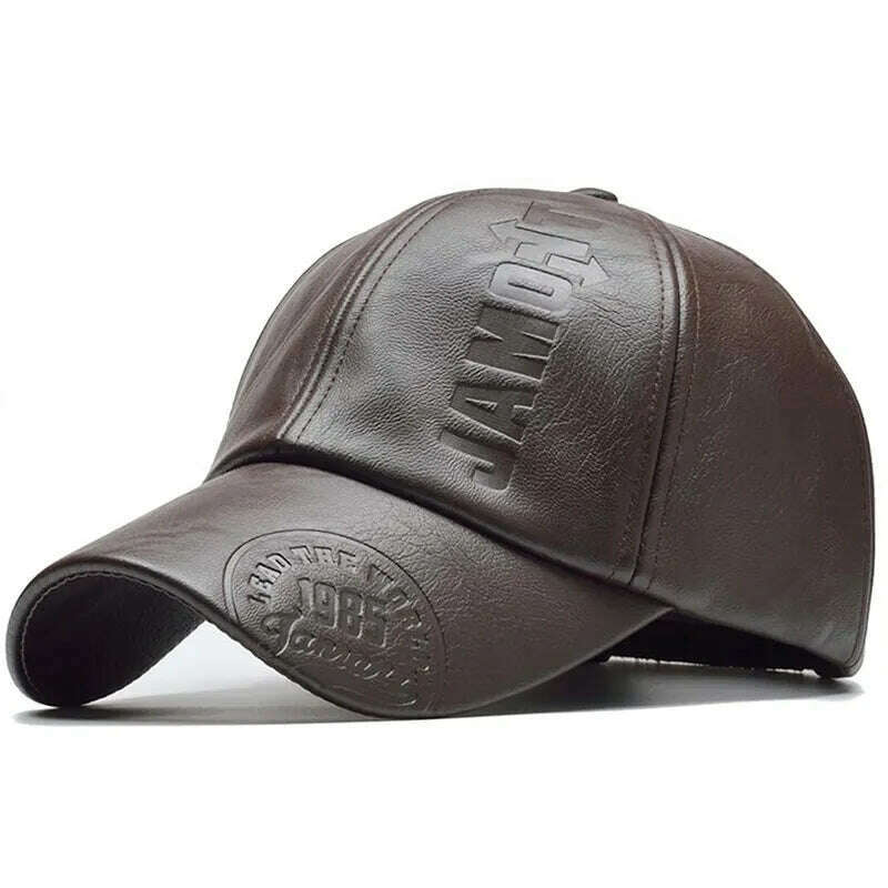 Pu Leathe Letter Printing Baseball Caps Spring and Autumn Outdoor Adjustable Casual Hats Sunscreen Hat - KIMLUD