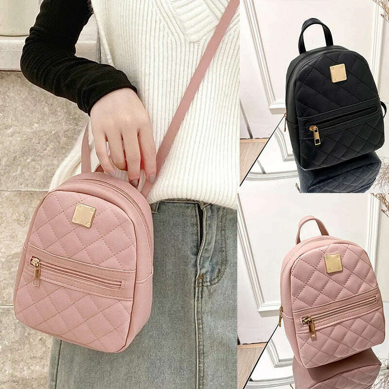 PU Leather Mini Women' Backpack Multi-Function Ladies Phone Pouch Pack Ladies School Backpack Shoulder Bags for Women mochilas - KIMLUD
