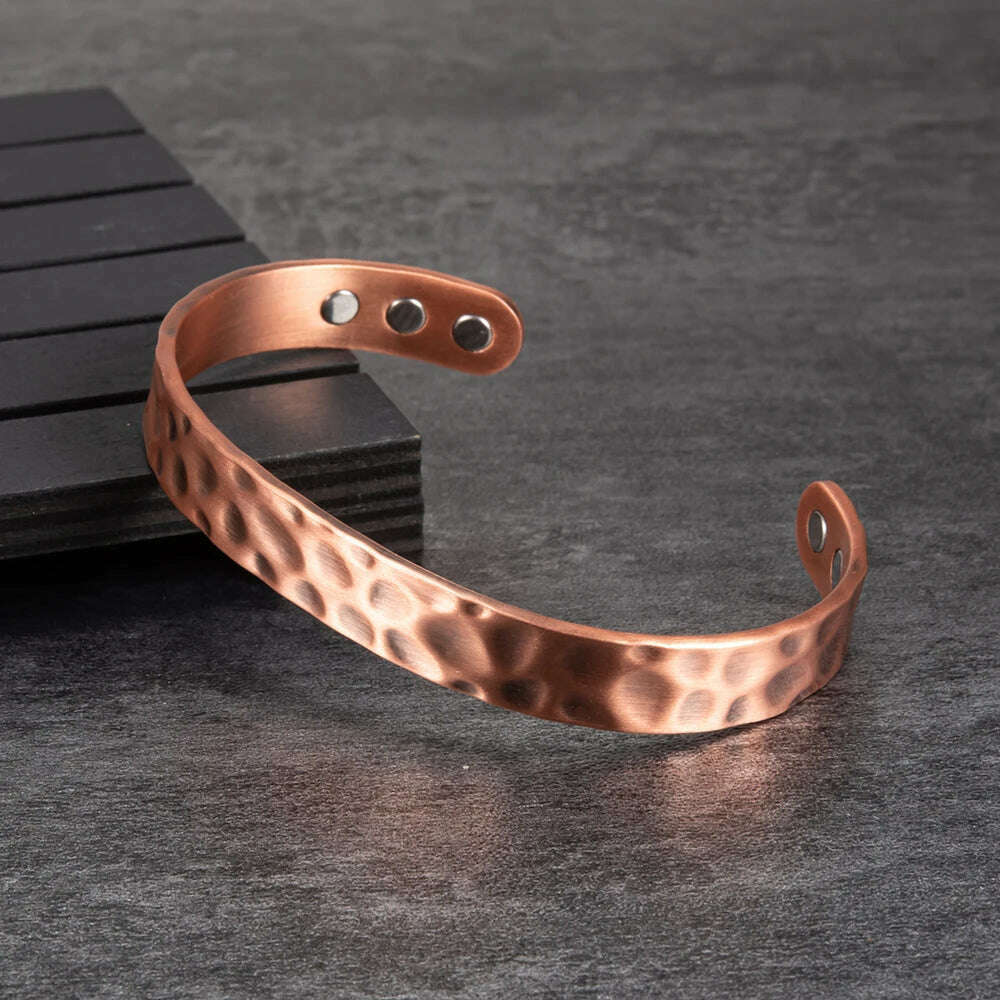 KIMLUD, Pure Copper Magnetic Bracelet Arthritis Adjustable 10mm Vintage Magnetic Bracelet Health Energy Copper Cuff Bracelet & Bangles, KIMLUD Womens Clothes