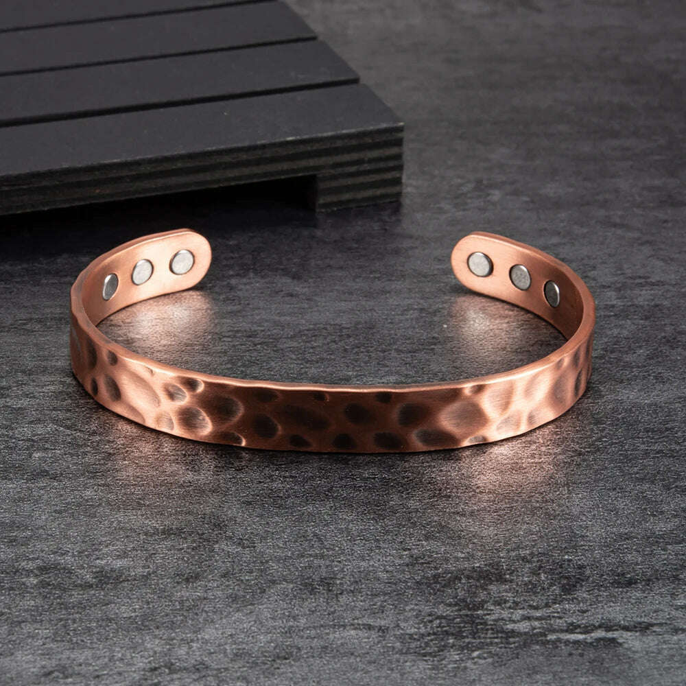 KIMLUD, Pure Copper Magnetic Bracelet Arthritis Adjustable 10mm Vintage Magnetic Bracelet Health Energy Copper Cuff Bracelet & Bangles, KIMLUD Womens Clothes