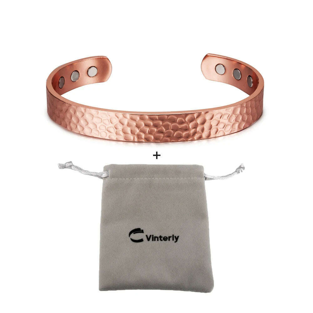 KIMLUD, Pure Copper Magnetic Bracelet Arthritis Adjustable 10mm Vintage Magnetic Bracelet Health Energy Copper Cuff Bracelet & Bangles, CB004S bag, KIMLUD APPAREL - Womens Clothes