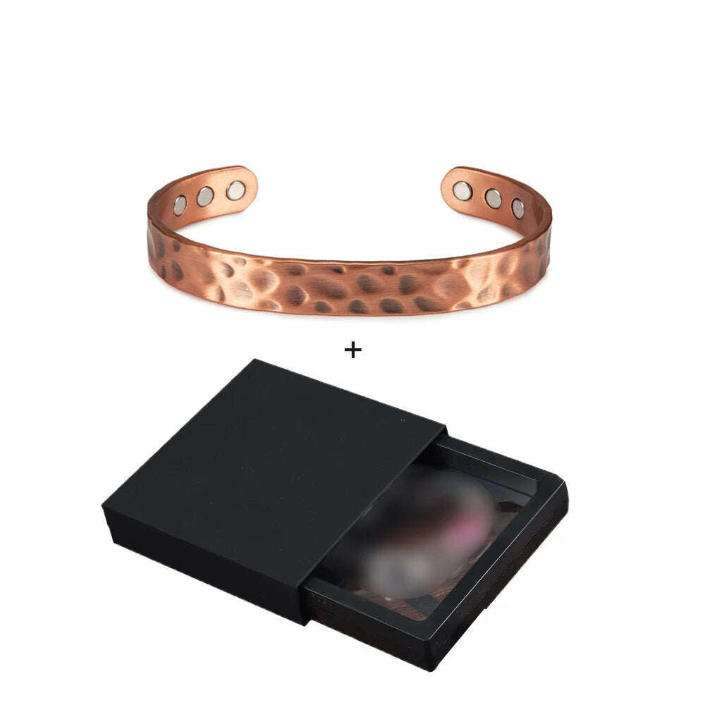 KIMLUD, Pure Copper Magnetic Bracelet Arthritis Adjustable 10mm Vintage Magnetic Bracelet Health Energy Copper Cuff Bracelet & Bangles, vintage box, KIMLUD APPAREL - Womens Clothes