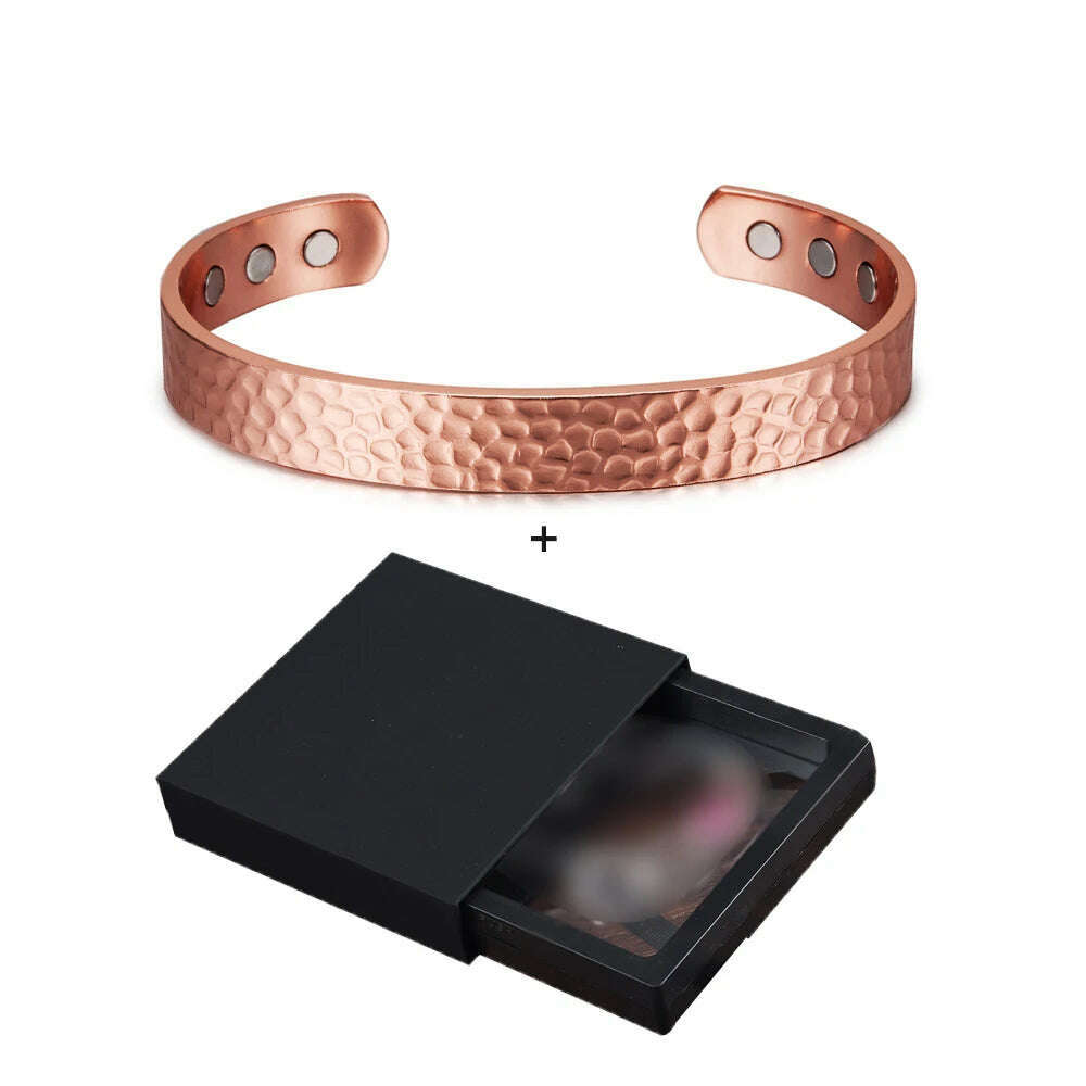 KIMLUD, Pure Copper Magnetic Bracelet Arthritis Adjustable 10mm Vintage Magnetic Bracelet Health Energy Copper Cuff Bracelet & Bangles, CB004S box, KIMLUD APPAREL - Womens Clothes