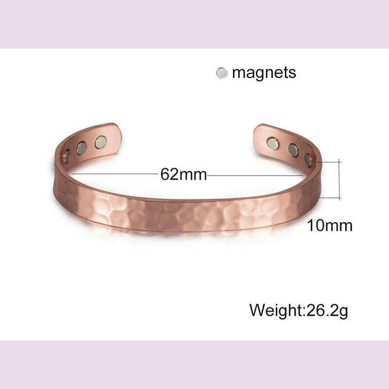 KIMLUD, Pure Copper Magnetic Bracelet Arthritis Adjustable 10mm Vintage Magnetic Bracelet Health Energy Copper Cuff Bracelet & Bangles, CB004, KIMLUD APPAREL - Womens Clothes