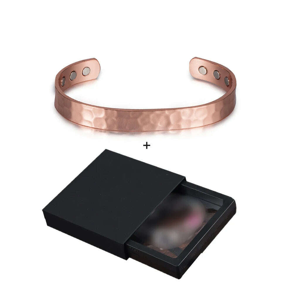 KIMLUD, Pure Copper Magnetic Bracelet Arthritis Adjustable 10mm Vintage Magnetic Bracelet Health Energy Copper Cuff Bracelet & Bangles, CB004 box, KIMLUD APPAREL - Womens Clothes