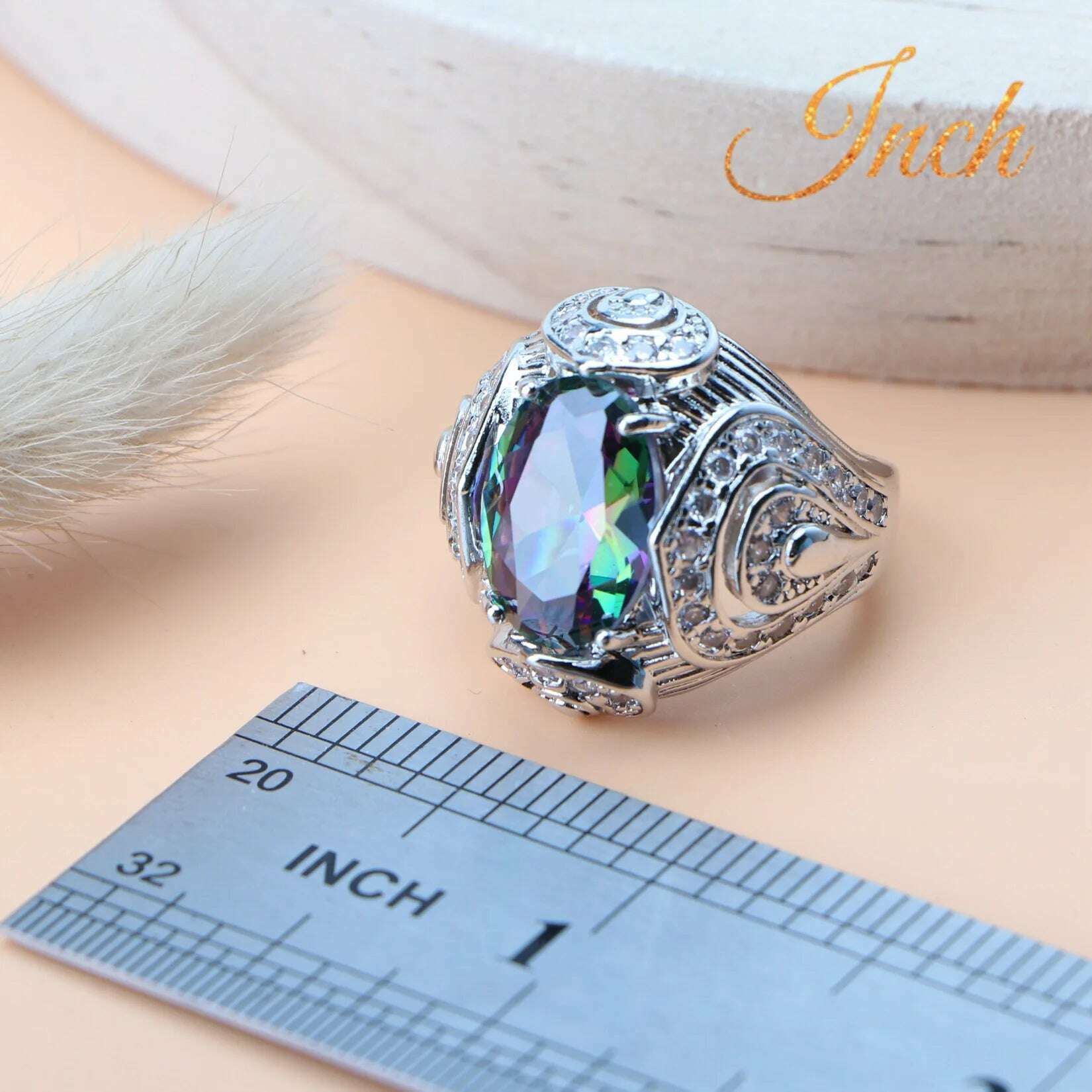 KIMLUD, Rainbow Natural Zircon Jewelry Sets 925 Sterling Silver Women Wedding Jewelry Earrings Bracelets Rings Pendant Necklace Set, KIMLUD Womens Clothes