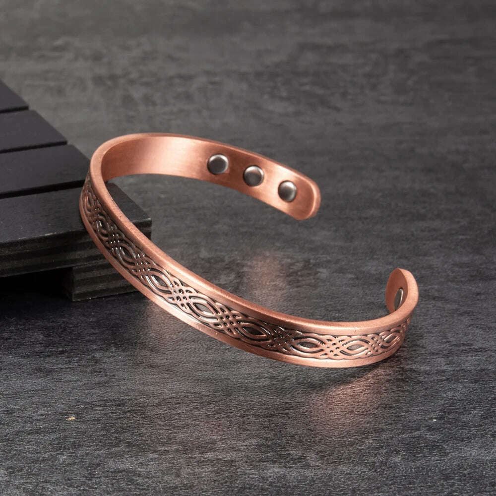 KIMLUD, Real Copper Magnetic Bracelet for Women Adjustable Vintage Viking Pure Copper Bracelet & Bangles Cuff Copper Magnetic Bracelet, KIMLUD Womens Clothes