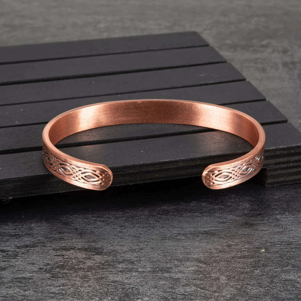 KIMLUD, Real Copper Magnetic Bracelet for Women Adjustable Vintage Viking Pure Copper Bracelet & Bangles Cuff Copper Magnetic Bracelet, KIMLUD Womens Clothes