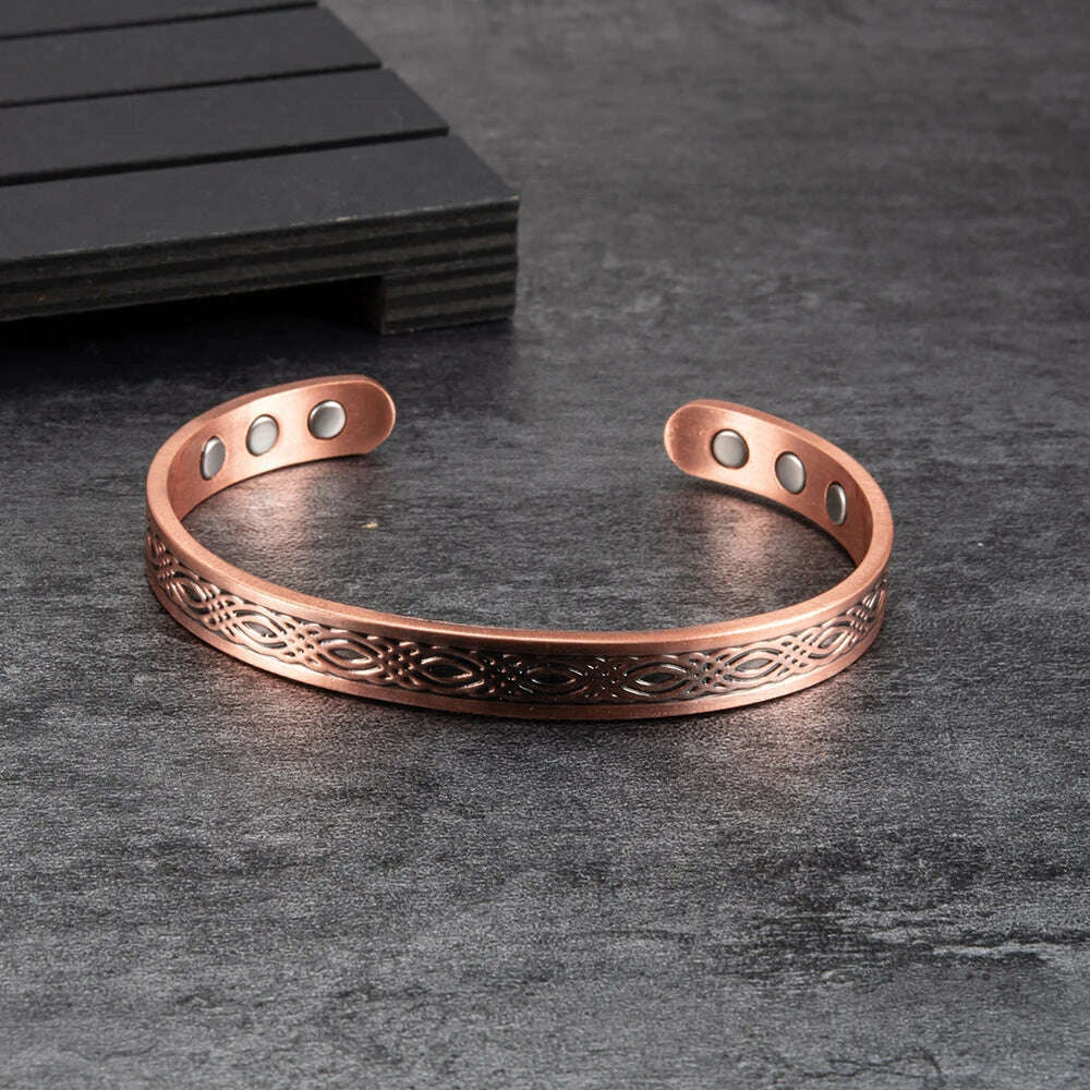 KIMLUD, Real Copper Magnetic Bracelet for Women Adjustable Vintage Viking Pure Copper Bracelet & Bangles Cuff Copper Magnetic Bracelet, KIMLUD Womens Clothes