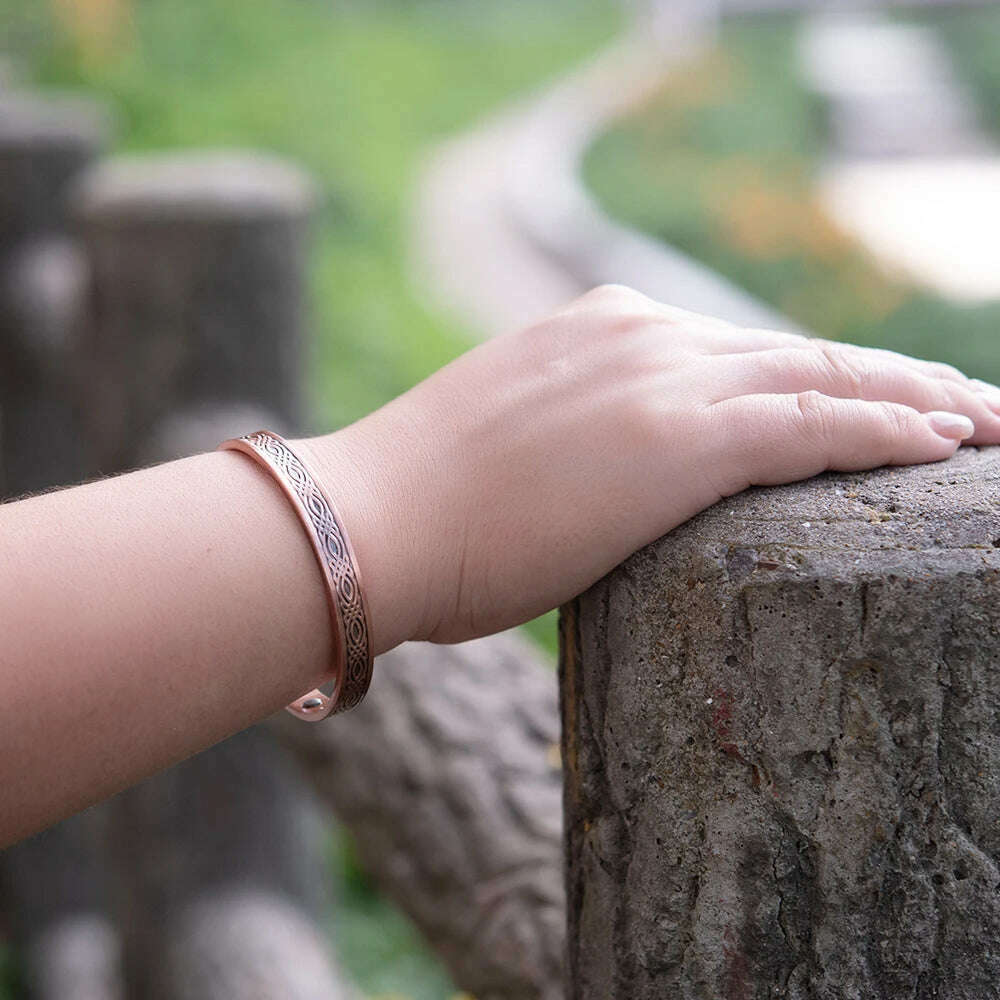 KIMLUD, Real Copper Magnetic Bracelet for Women Adjustable Vintage Viking Pure Copper Bracelet & Bangles Cuff Copper Magnetic Bracelet, KIMLUD Womens Clothes