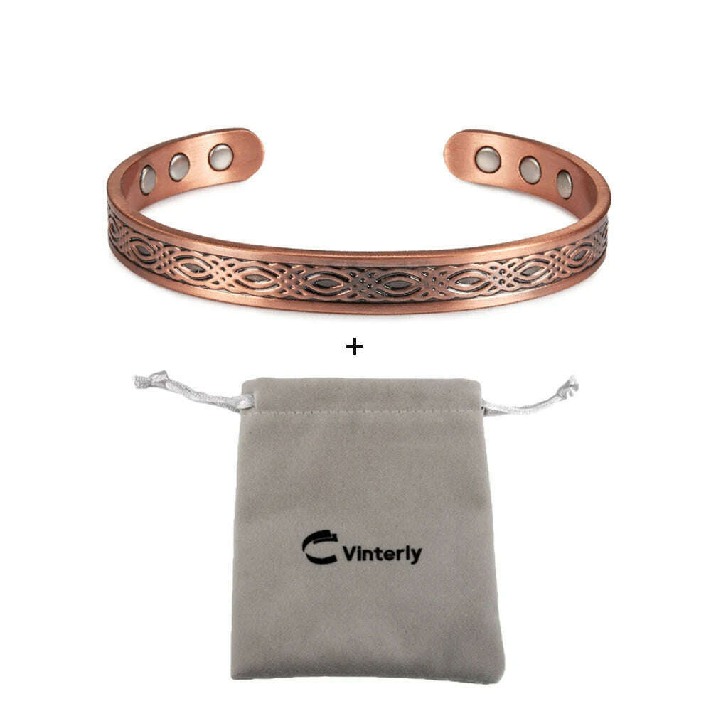 KIMLUD, Real Copper Magnetic Bracelet for Women Adjustable Vintage Viking Pure Copper Bracelet & Bangles Cuff Copper Magnetic Bracelet, bag, KIMLUD APPAREL - Womens Clothes