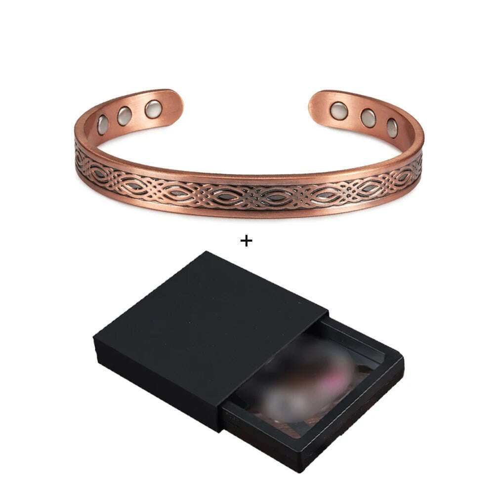 KIMLUD, Real Copper Magnetic Bracelet for Women Adjustable Vintage Viking Pure Copper Bracelet & Bangles Cuff Copper Magnetic Bracelet, box, KIMLUD APPAREL - Womens Clothes