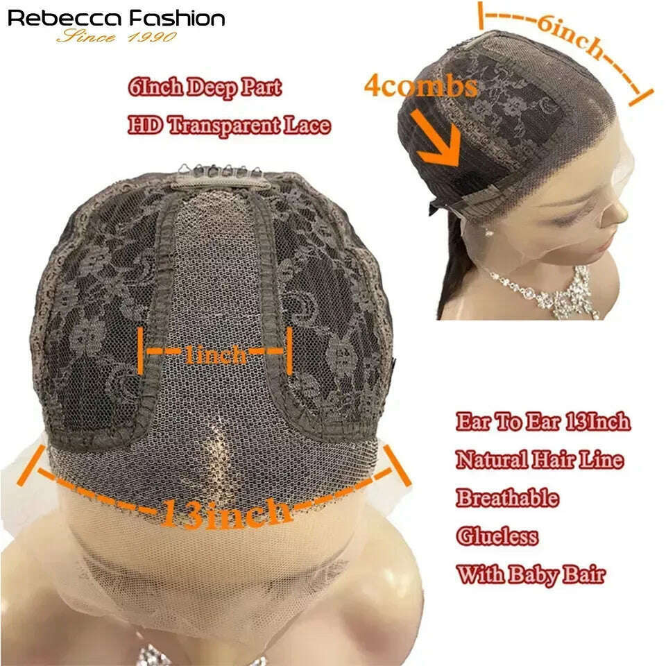 Rebecca Pink Wig Lace Frontal Human Hair Wigs For Women 13X6x1 Bone Straight Human Hair Pre plucked HD Transparent Lace Wigs - KIMLUD