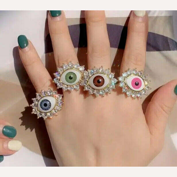 Retro Eye Earrings Ring Brooches Women's French Vintage Jewelry Sets - KIMLUD