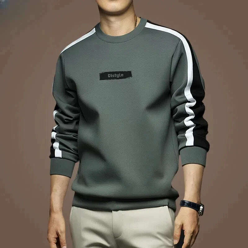 KIMLUD, Round Neck Letter Printing Contrast Color Pullover Lantern Long Sleeve Men's Clothing Loose Casual Hoodies Boyfriend Tops, Grey Blue / M(40-50)kg, KIMLUD APPAREL - Womens Clothes
