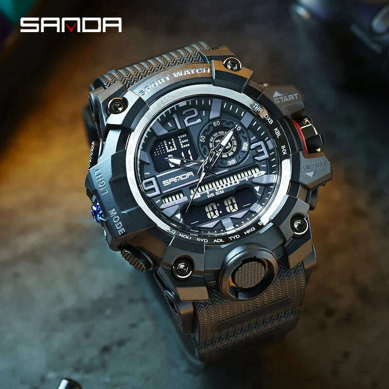 KIMLUD, SANDA G style New Men Watch 50M Waterproof Sports Military Quartz Watch For Male Electron Digital Wristwatch Reloj De Hombre, KIMLUD Womens Clothes