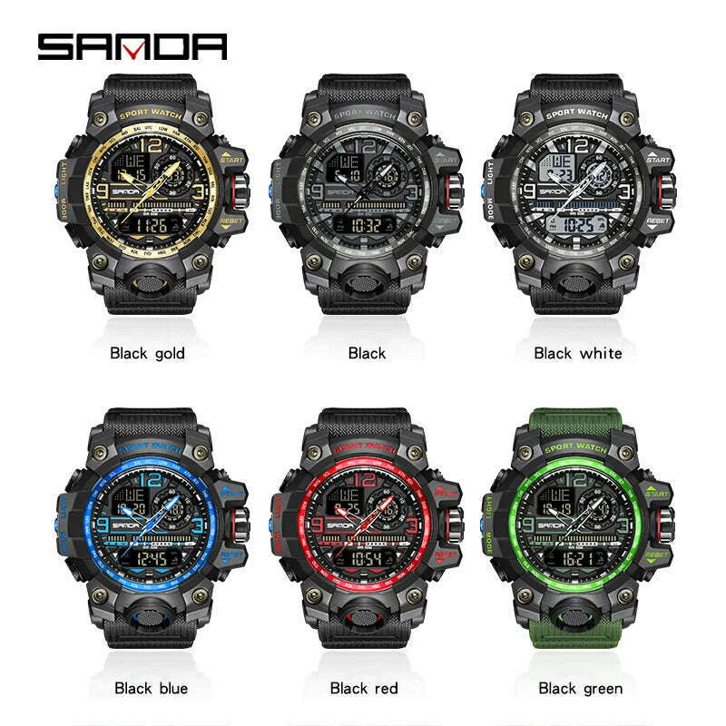 KIMLUD, SANDA G style New Men Watch 50M Waterproof Sports Military Quartz Watch For Male Electron Digital Wristwatch Reloj De Hombre, KIMLUD Womens Clothes