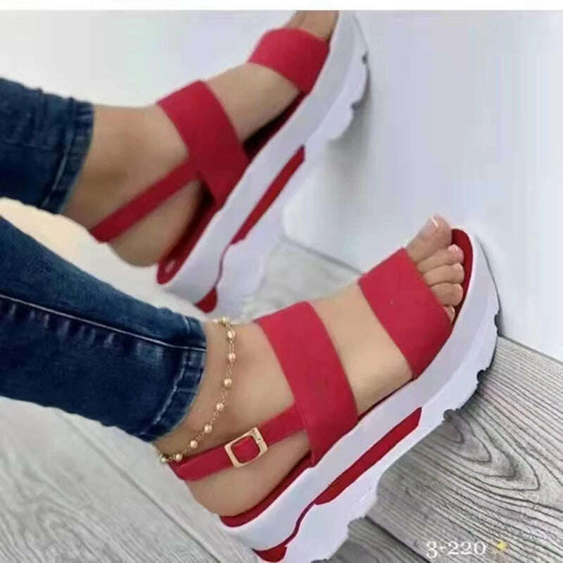 Sandals Women 2023 Heeled Sandals with Platform Shoes Summer Beach Sandalias Mujer Casual Elegant Wedges Shoes for Women Size 43 - KIMLUD