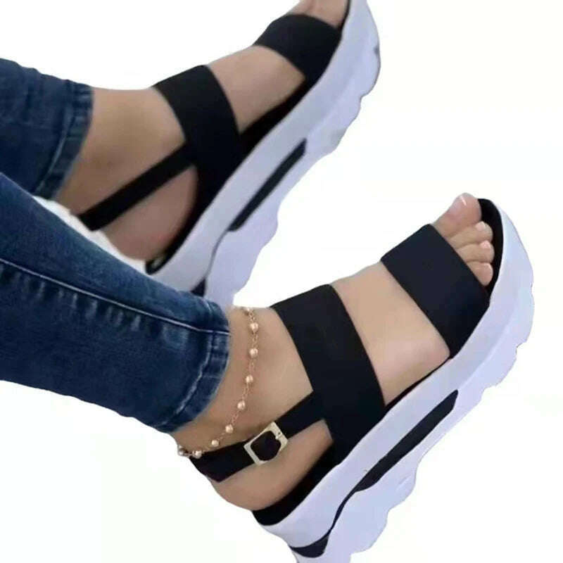 Sandals Women 2023 Heeled Sandals with Platform Shoes Summer Beach Sandalias Mujer Casual Elegant Wedges Shoes for Women Size 43 - KIMLUD