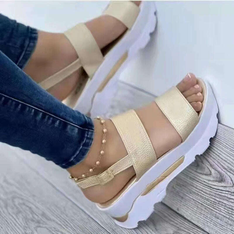Sandals Women 2023 Heeled Sandals with Platform Shoes Summer Beach Sandalias Mujer Casual Elegant Wedges Shoes for Women Size 43 - KIMLUD