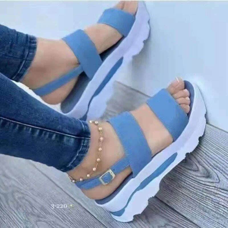 Sandals Women 2023 Heeled Sandals with Platform Shoes Summer Beach Sandalias Mujer Casual Elegant Wedges Shoes for Women Size 43 - KIMLUD