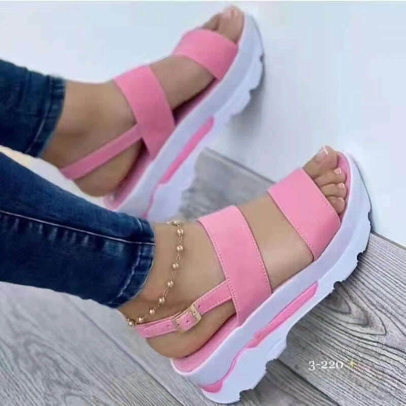 Sandals Women 2023 Heeled Sandals with Platform Shoes Summer Beach Sandalias Mujer Casual Elegant Wedges Shoes for Women Size 43 - KIMLUD