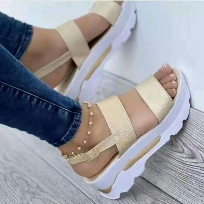 Sandals Women 2023 Heeled Sandals with Platform Shoes Summer Beach Sandalias Mujer Casual Elegant Wedges Shoes for Women Size 43 - KIMLUD