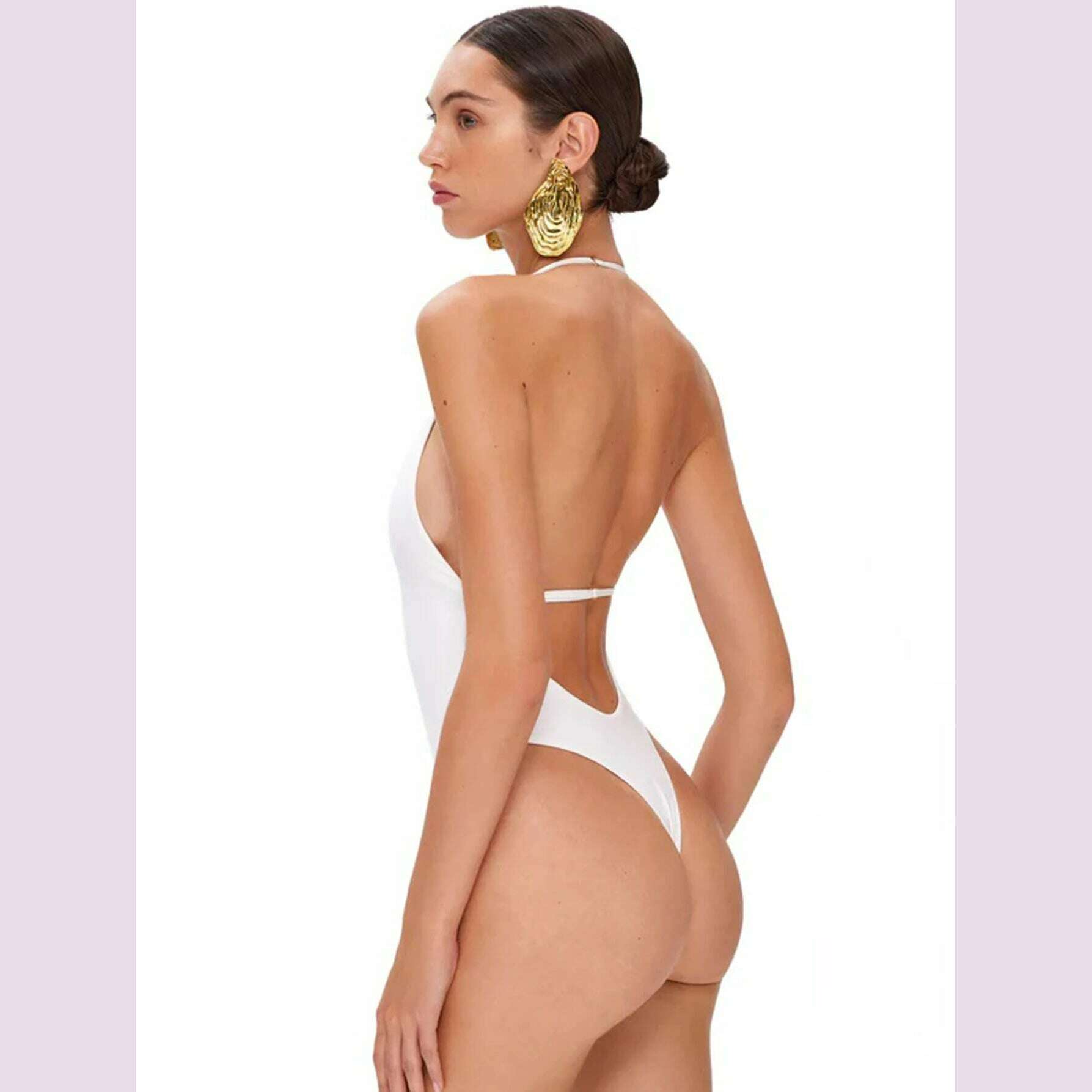 Sexy Deep V Neck Swimsuit With Skirt Women 2 Pcs Suits 2025 High Leg Backless Swimwear Fashion Female Holiday Beachwear Outfits - KIMLUD
