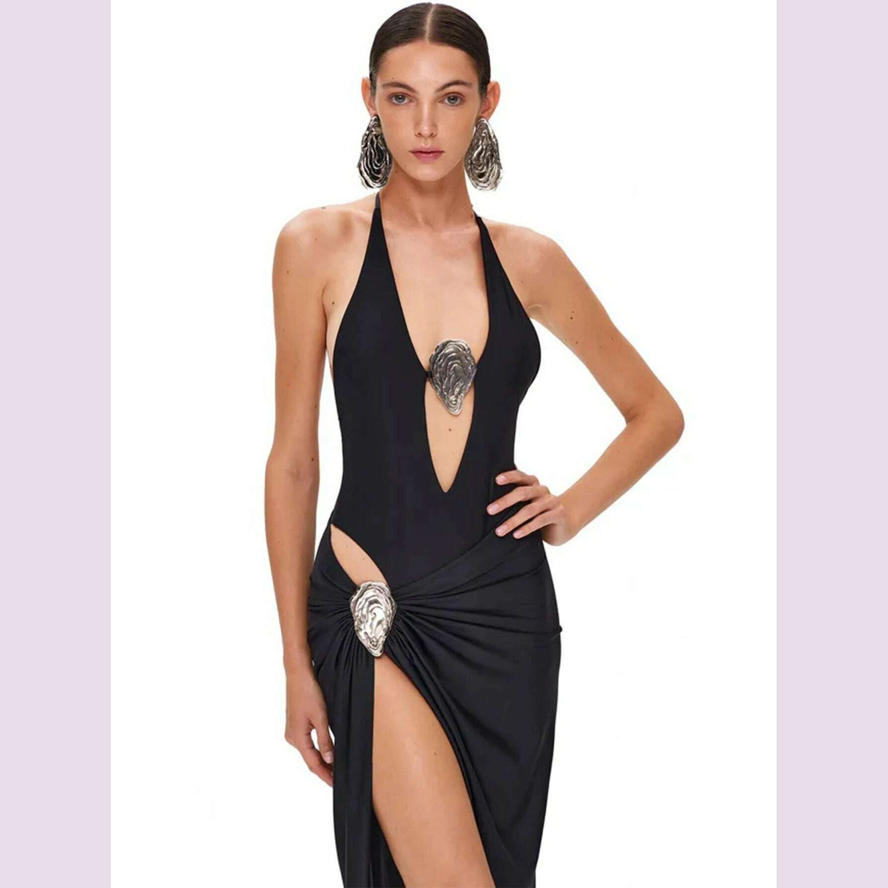 Sexy Deep V Neck Swimsuit With Skirt Women 2 Pcs Suits 2025 High Leg Backless Swimwear Fashion Female Holiday Beachwear Outfits - KIMLUD