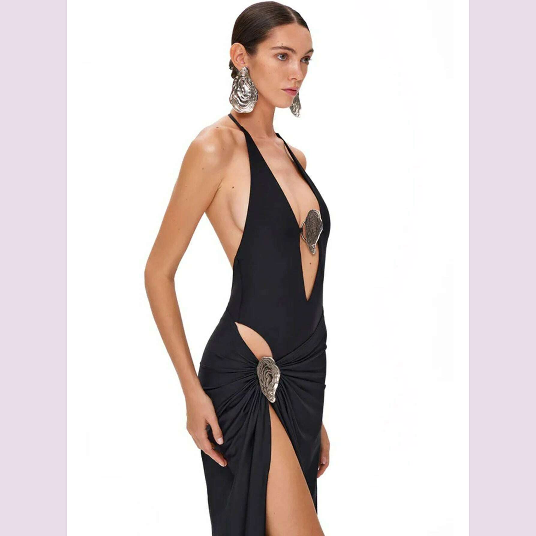 Sexy Deep V Neck Swimsuit With Skirt Women 2 Pcs Suits 2025 High Leg Backless Swimwear Fashion Female Holiday Beachwear Outfits - KIMLUD