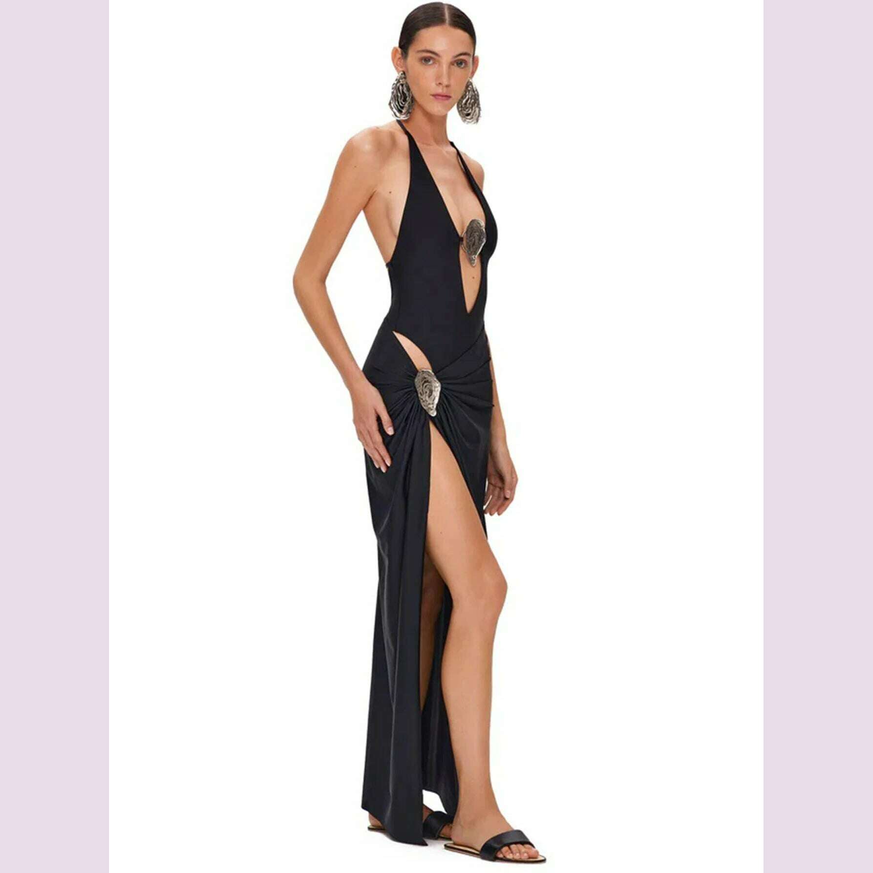 Sexy Deep V Neck Swimsuit With Skirt Women 2 Pcs Suits 2025 High Leg Backless Swimwear Fashion Female Holiday Beachwear Outfits - KIMLUD